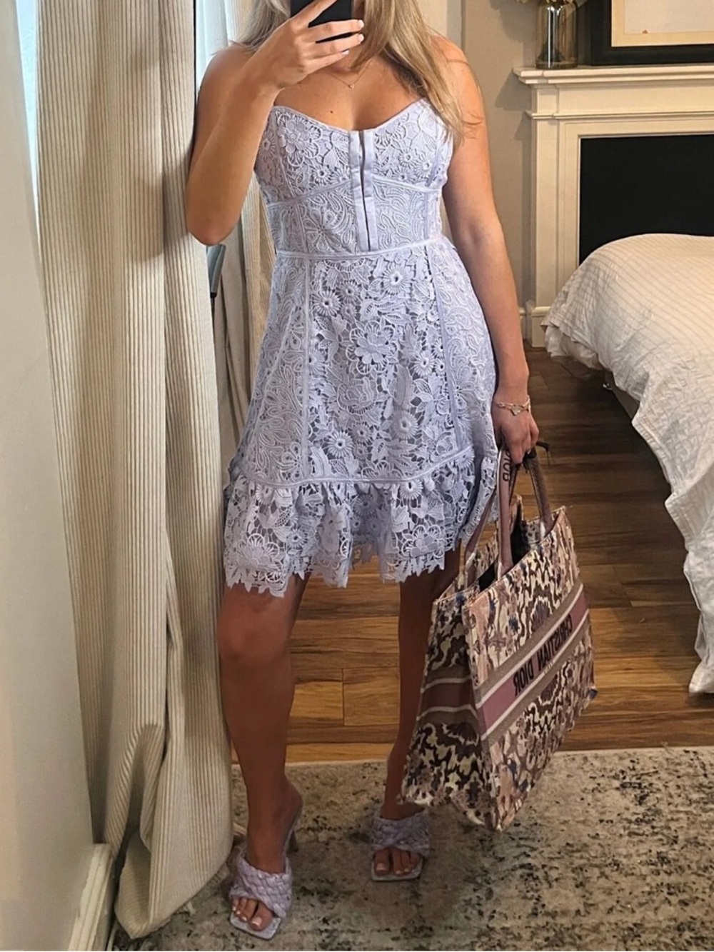 French Connection Lavender Binadari Cabello Lace Strappy Dress Size 8 NWT